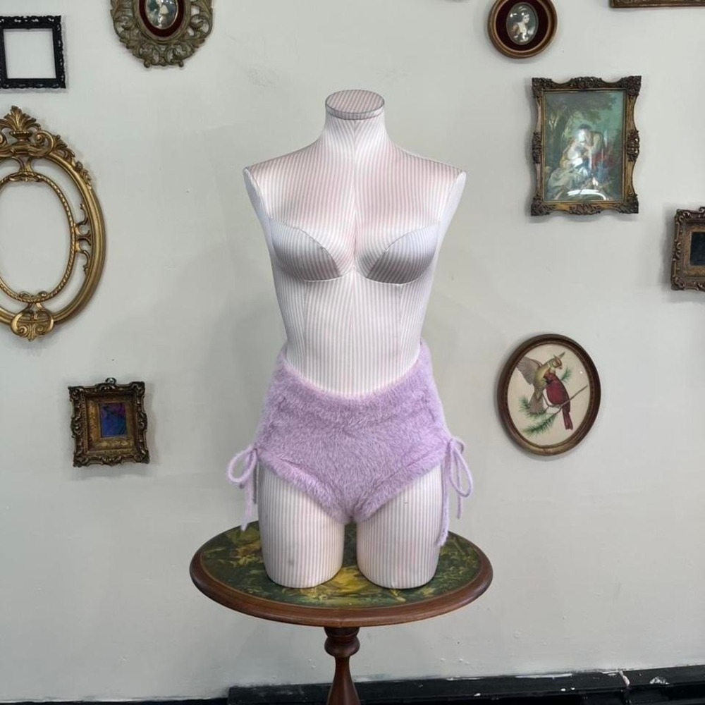 For Love & Lemons Lavender Fuzzy Knit Tie-Side Shorts – Size Small